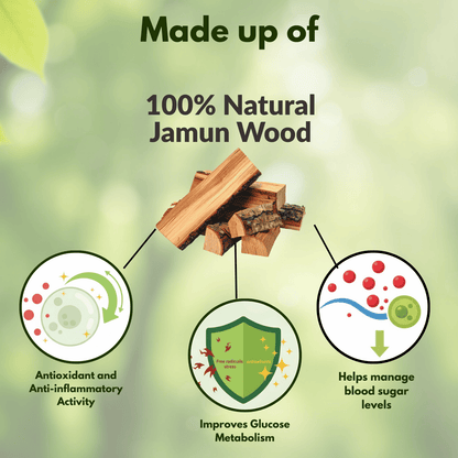 Sugar Balance Wooden Water Glass (100% Natural Jamun Wood)