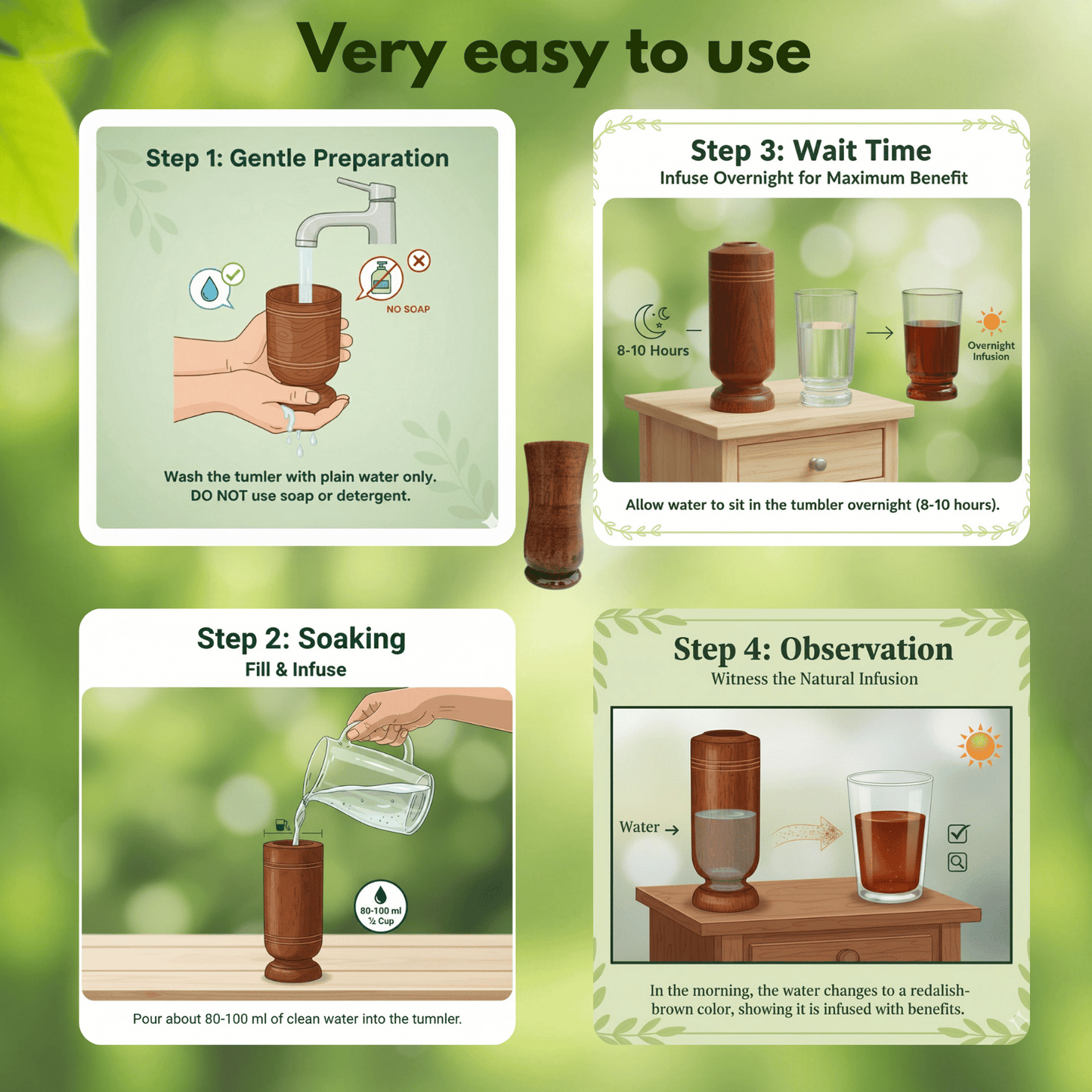Sugar Balance Wooden Water Glass (100% Natural Jamun Wood)