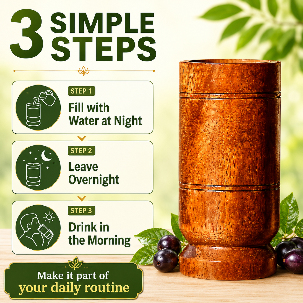 Sugar Control Wooden Water Glass (100% Natural)
