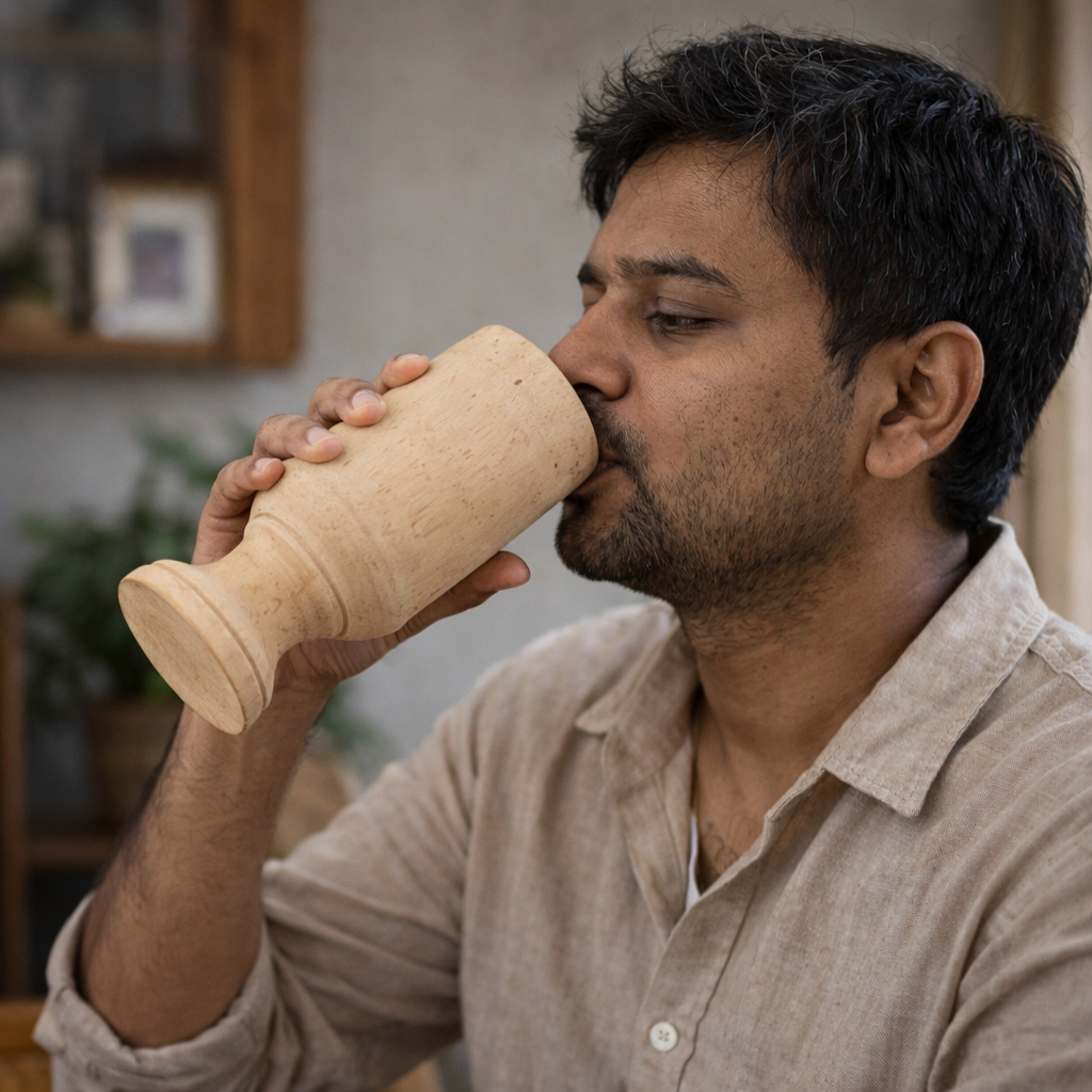 Heart Care and BP Control Arjuna Wood Water Glass
