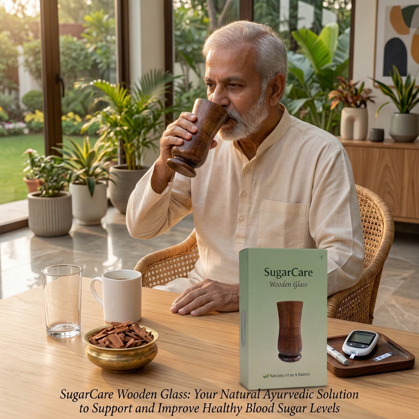 Sugar Balance Wooden Water Glass (Natural Sugar Solution)