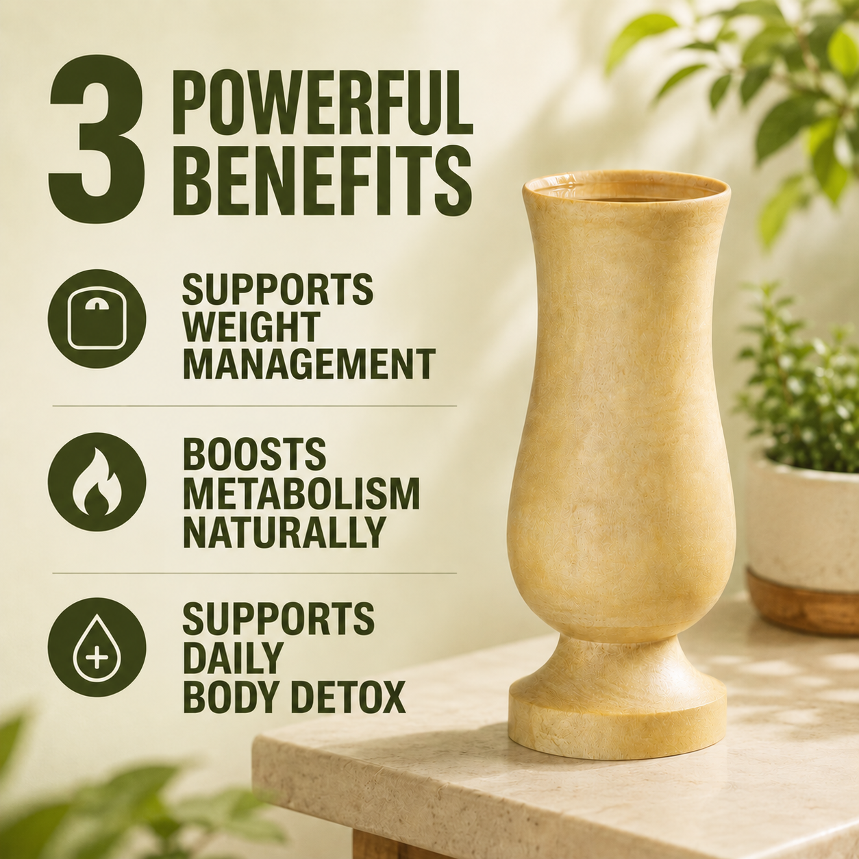 Detox Glass - Body Detox Wooden Water Glass (100% Natural Neem Wood)