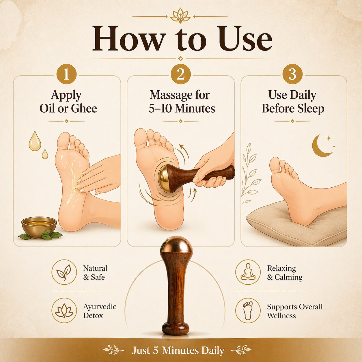 Weight Management and Body Detox Kansa Wand Foot Massager